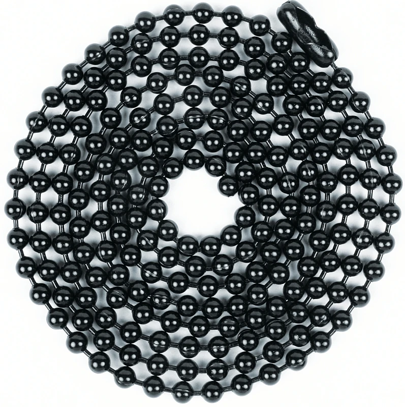 60371 Beaded Chain With Connector, 3 Ft Length, Black Steel