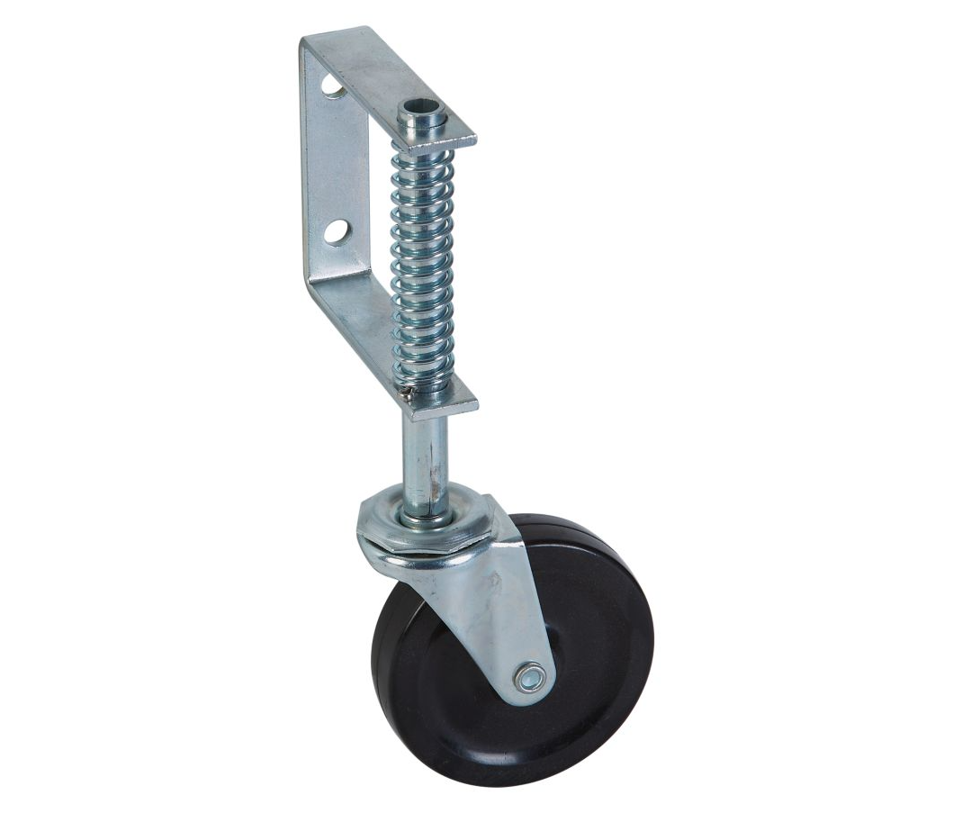 Gate Caster, Zinc, Loaded Spring Shock Absorber, 125-lb. Working Load