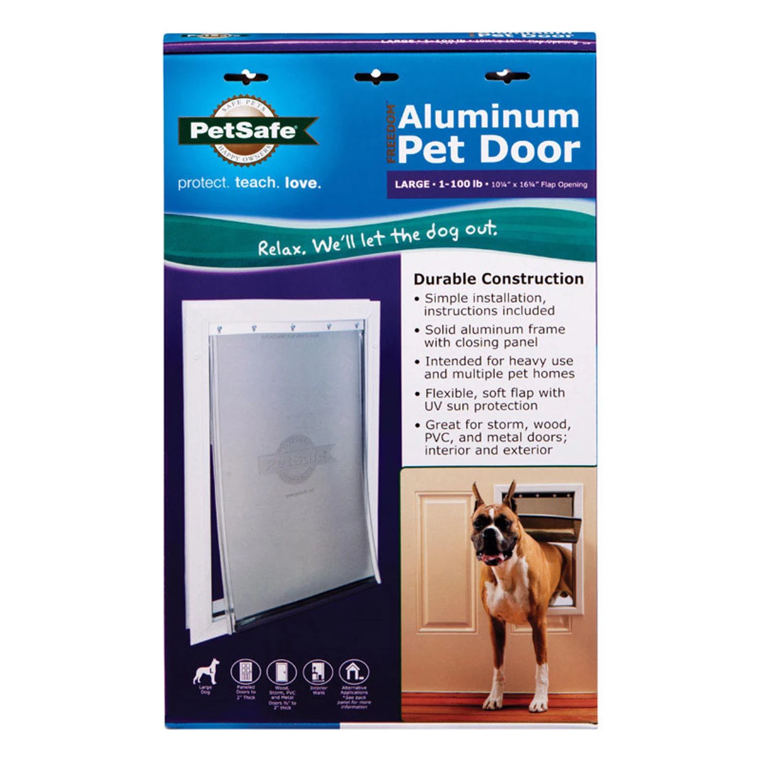 Large Aluminum Pet Door For Big Pets - Easy Diy Install, Weatherproof, 100 Lb Capacity