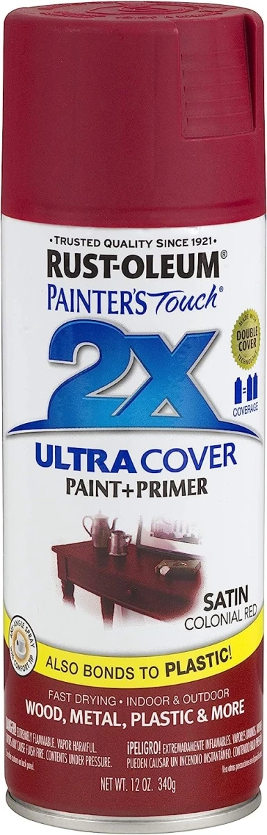 Painter's Touch 2x Ultra Cover 12 Oz. Satin Spray Paint, Colonial Red