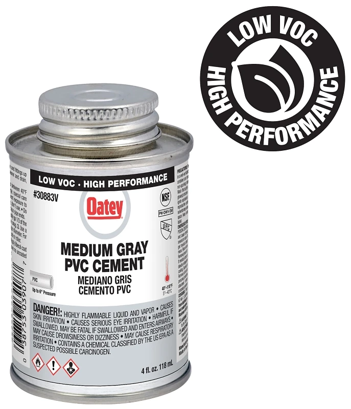 Gray Medium-bodied Pvc Pipe Cement, 4 Oz.
