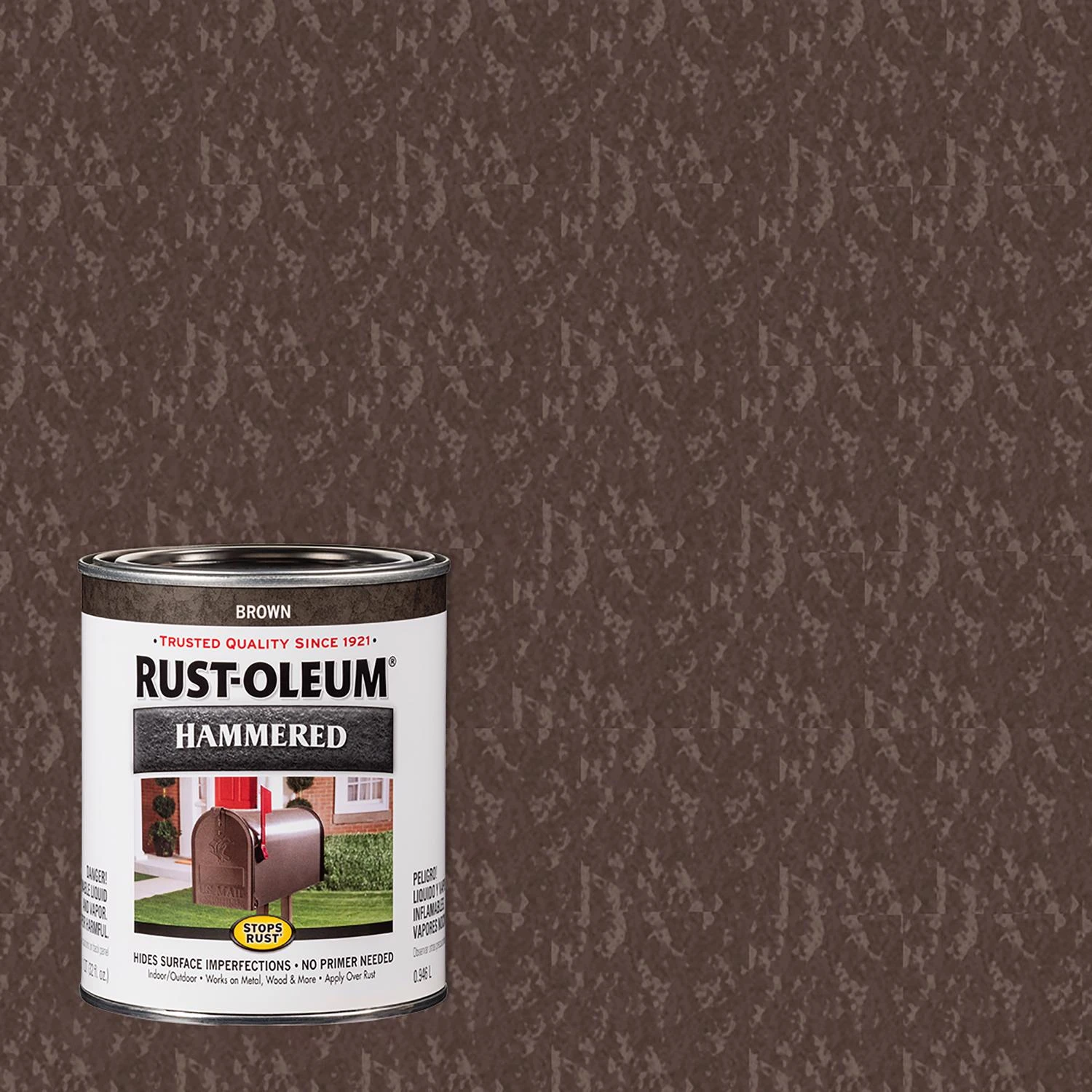 Stops Rust Hammered Paint, Brown, 1 Quart - Durable Protective Finish