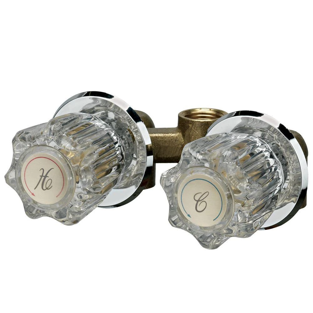 2-handle Chrome Shower Faucet With Brass Body And Acrylic Handles