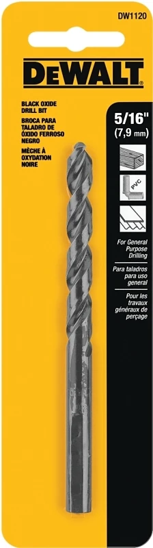 Black & Gold 5/16 In. X 4-1/2 In. Black Oxide Drill Bit Round Shank