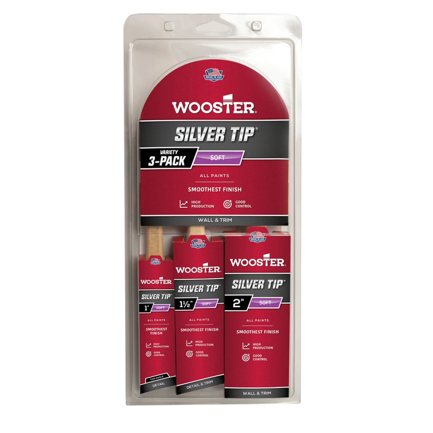 Silver Tips Assorted Paint Brushes, 3-pk.