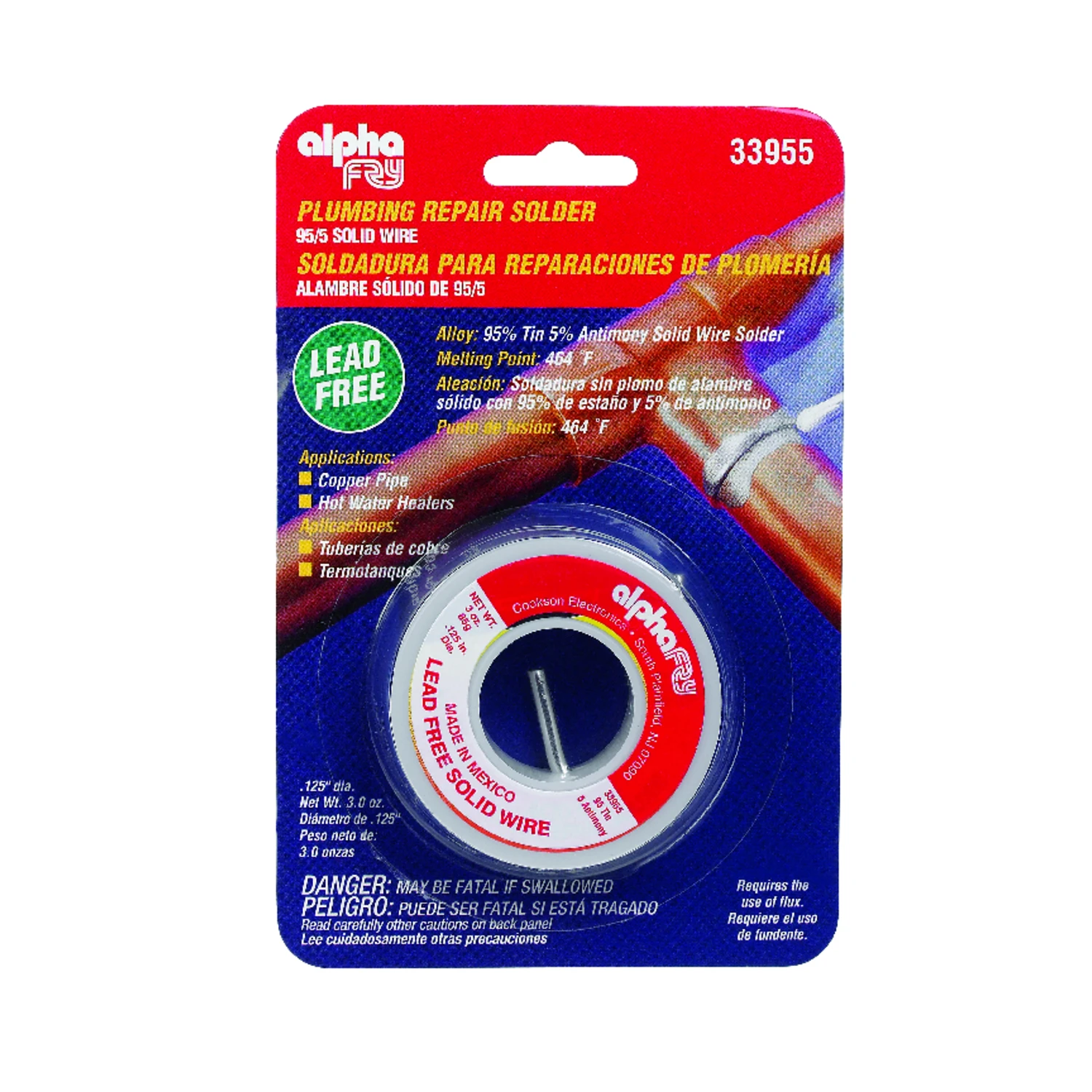 3 Oz Lead-free Plumbing Solder 0.125 In. Diameter Tin/antimony 95/5