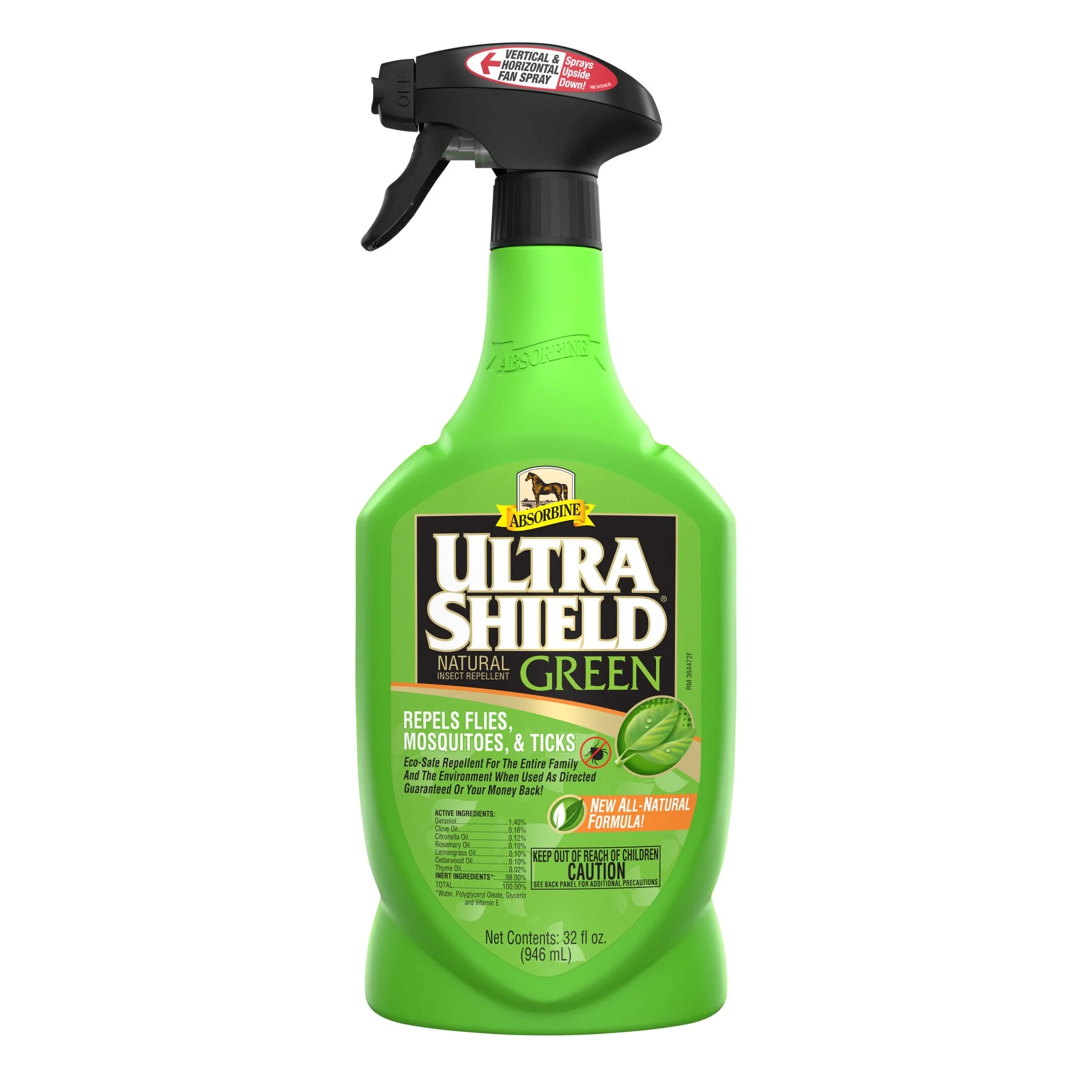 Eco-friendly Ultrashield Green Natural Fly Repellent For Horses - 32 Oz