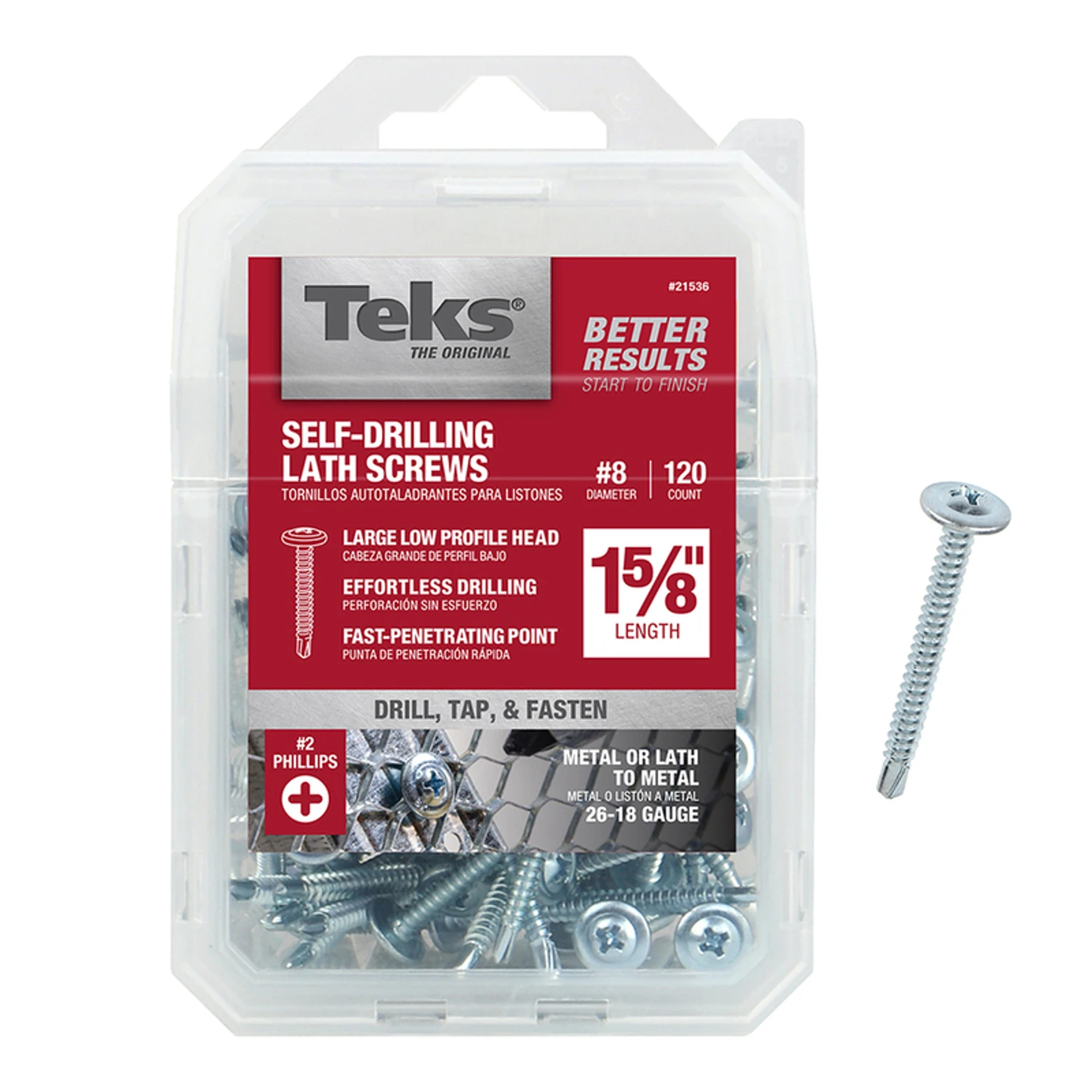 Lathe Drill Point Screws, 1-5/8 In. X #8, 120-pk.