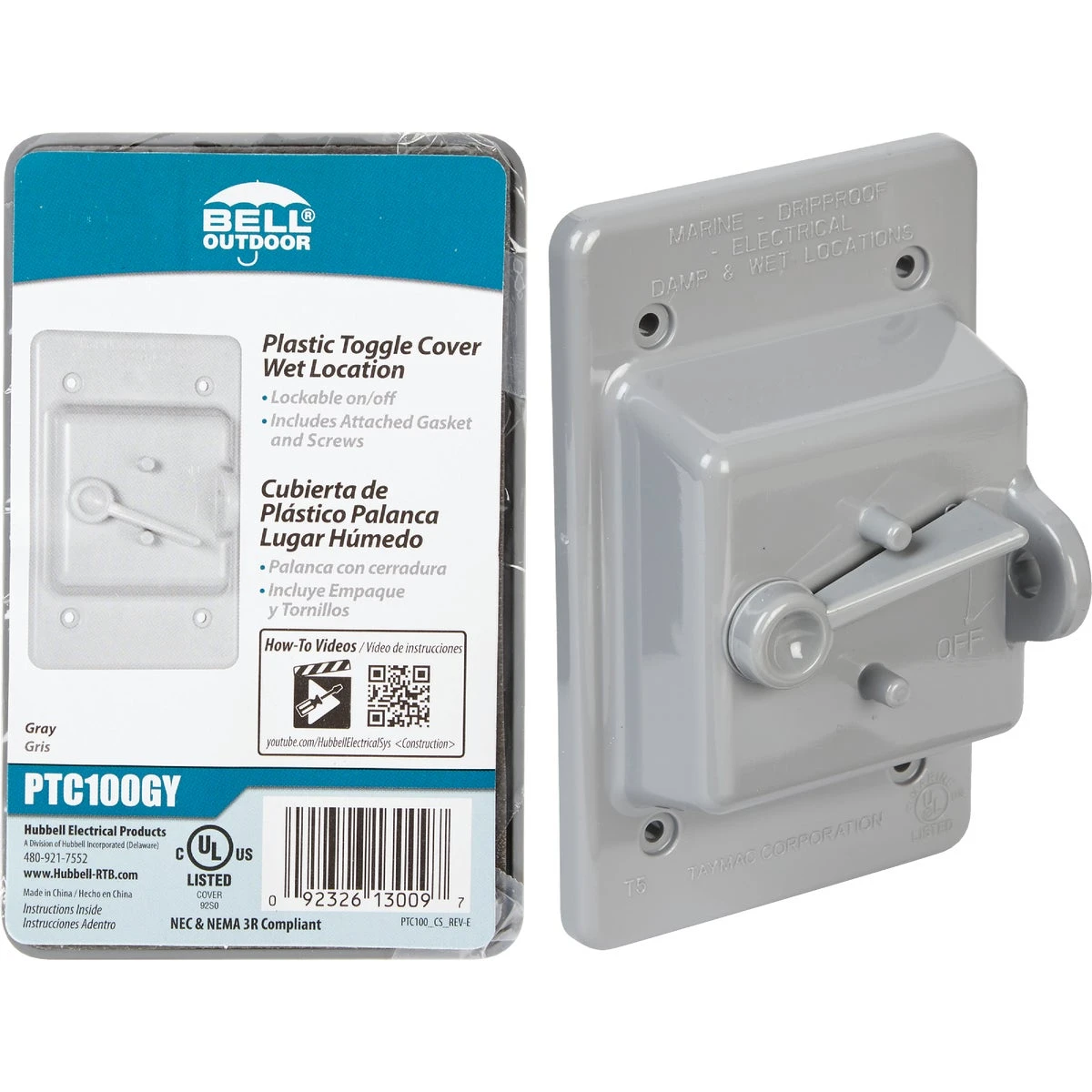 Gray Single Gang Vertical Mount Weatherproof Polycarbonate Outdoor Switch Cover