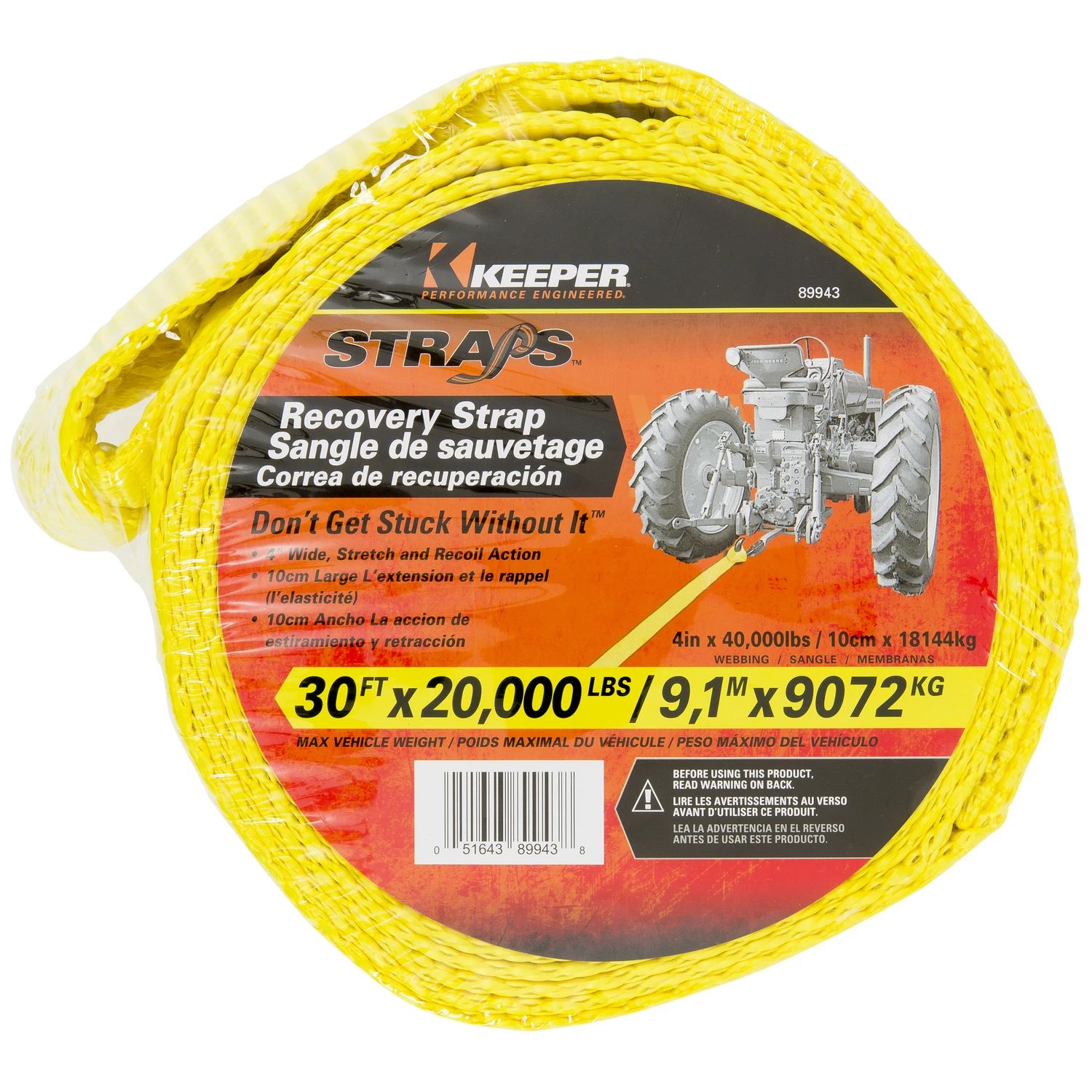Vehicle Recovery Strap, 4 X 30 In.