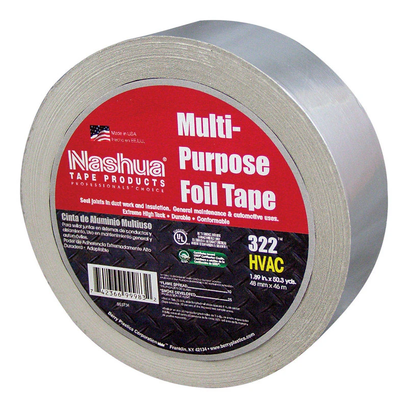 1.89 In. W X 50.3 Yd L Silver Foil Tape For Hvac And Insulation