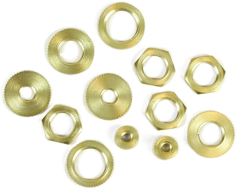 Lamp Lock Nut, Solid Brass, Assorted, 12-pk.