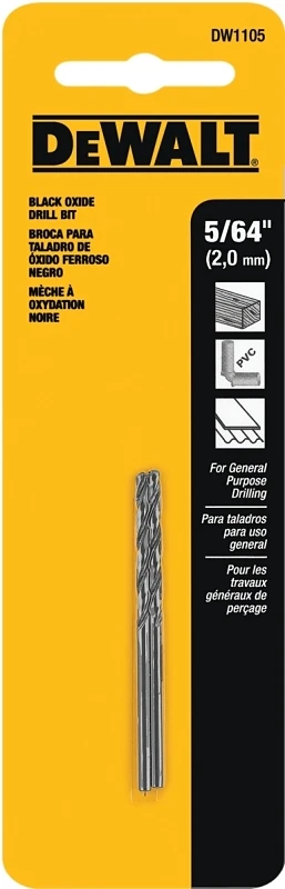 Black Oxide Drill Bits, 5/64 In., 2-pk.