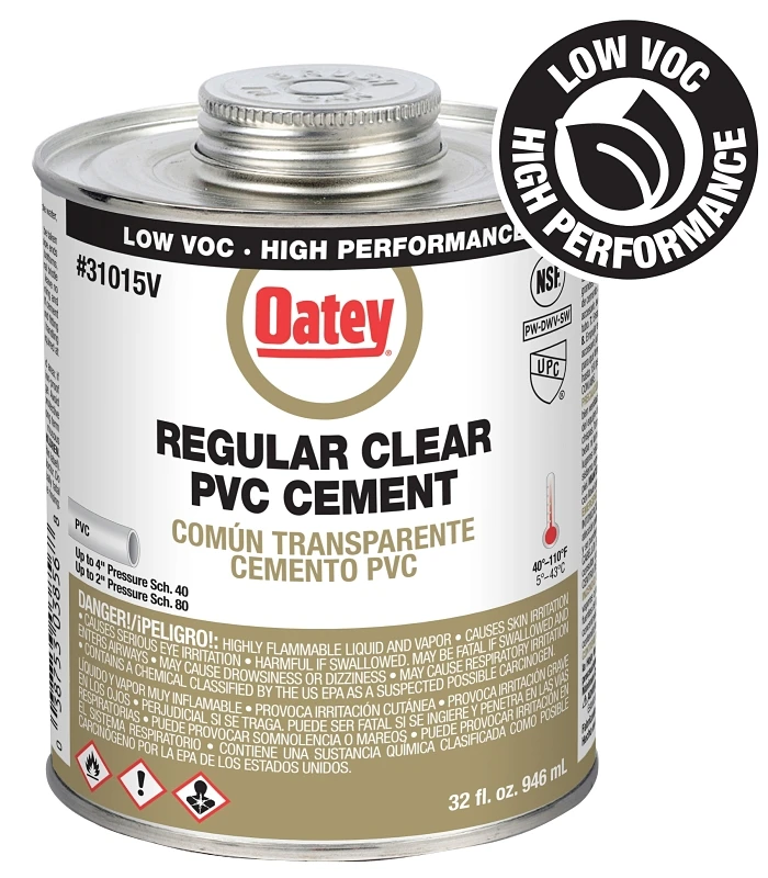 32 Oz. Low Voc Regular Bodied Clear Pvc Cement For Plumbing Applications