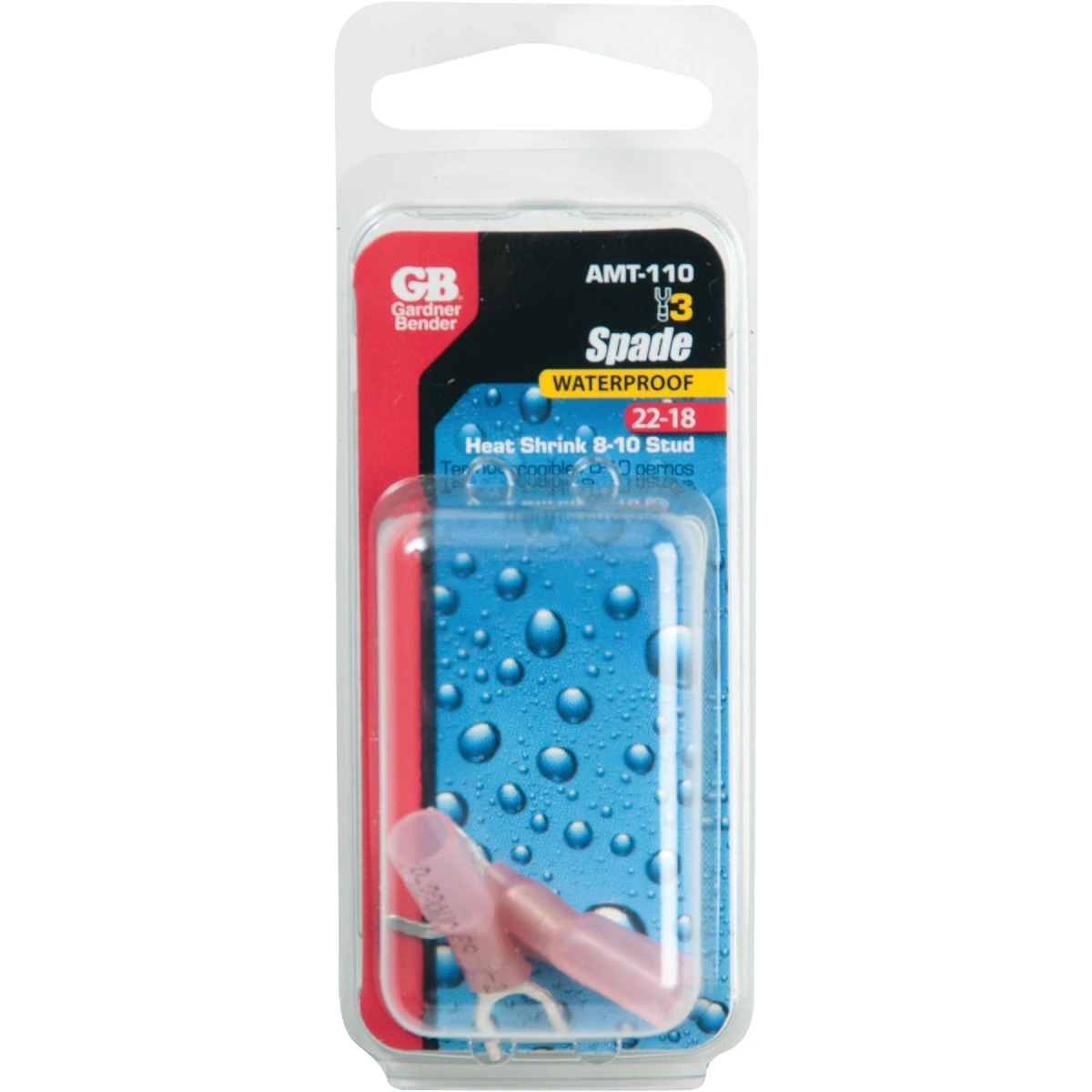 Spade Terminal, Heat Shrink, 22-18 Awg, 8 Stud
