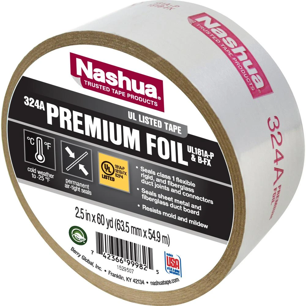 2.5 In X 60 Yd Silver Aluminum Hvac Foil Tape (model 324a)