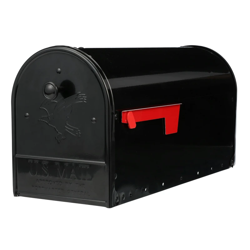 Outback Classic Galvanized Steel Post Mount Black Double Door Mailbox