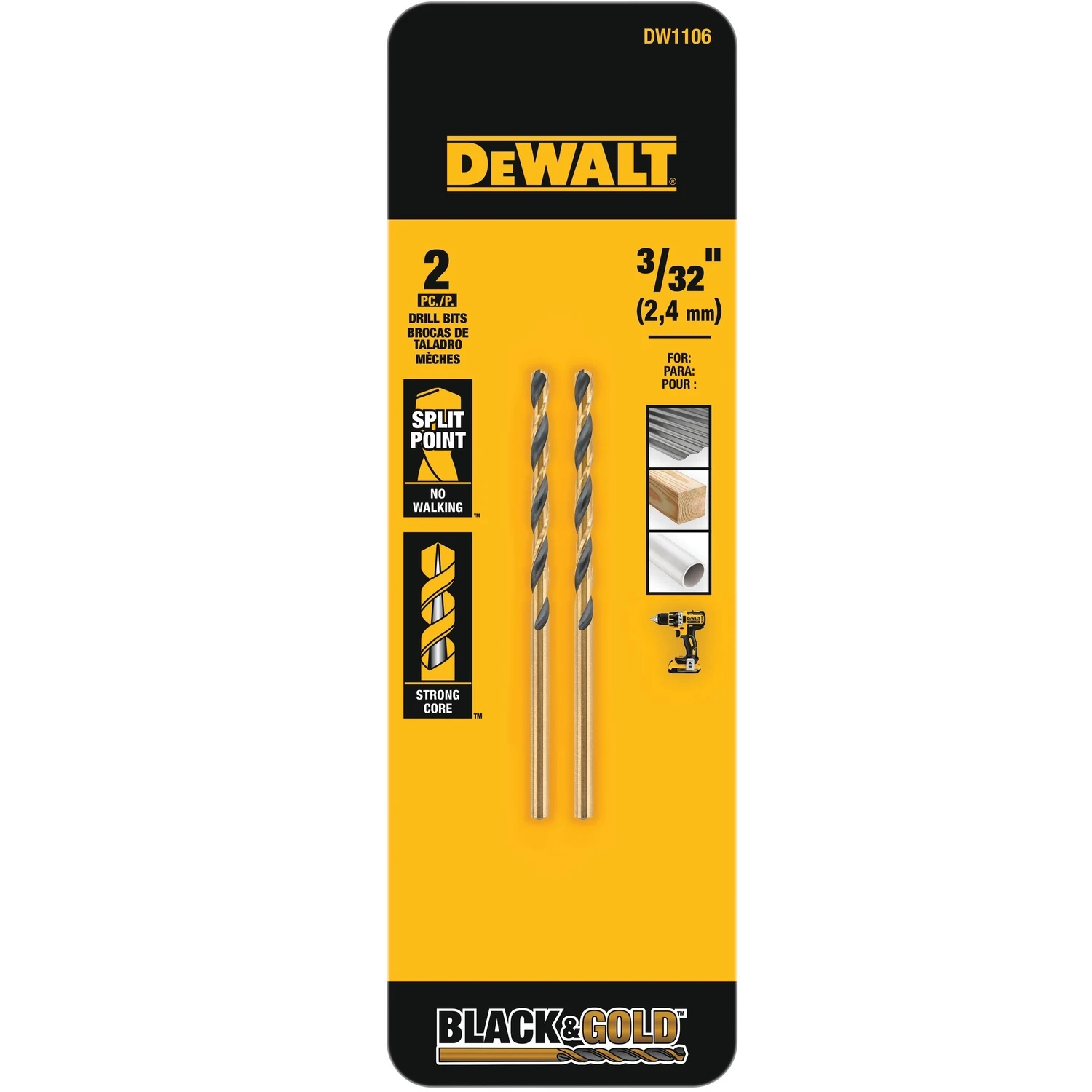 Black Oxide Drill Bits, 3/32 In., 2-pk.
