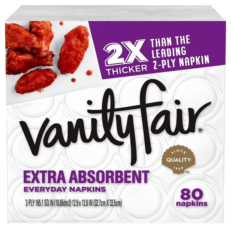 Vanity Napkins, Extra-absorbent, 2-ply, 80-ct.