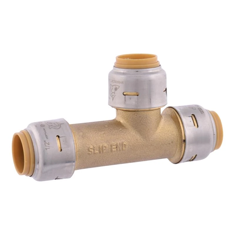 1/2 In. Push Fit Brass Slip Tee Ur3362a For Pex, Copper, Cpvc