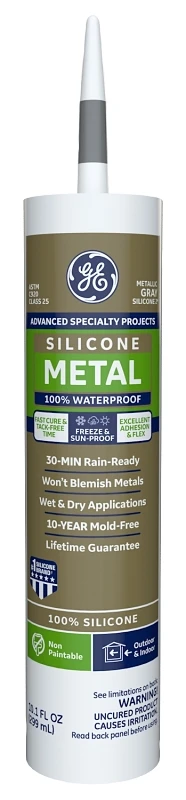 Metal Silicone 2 Sealant, Metallic Grey, 10.1-oz.