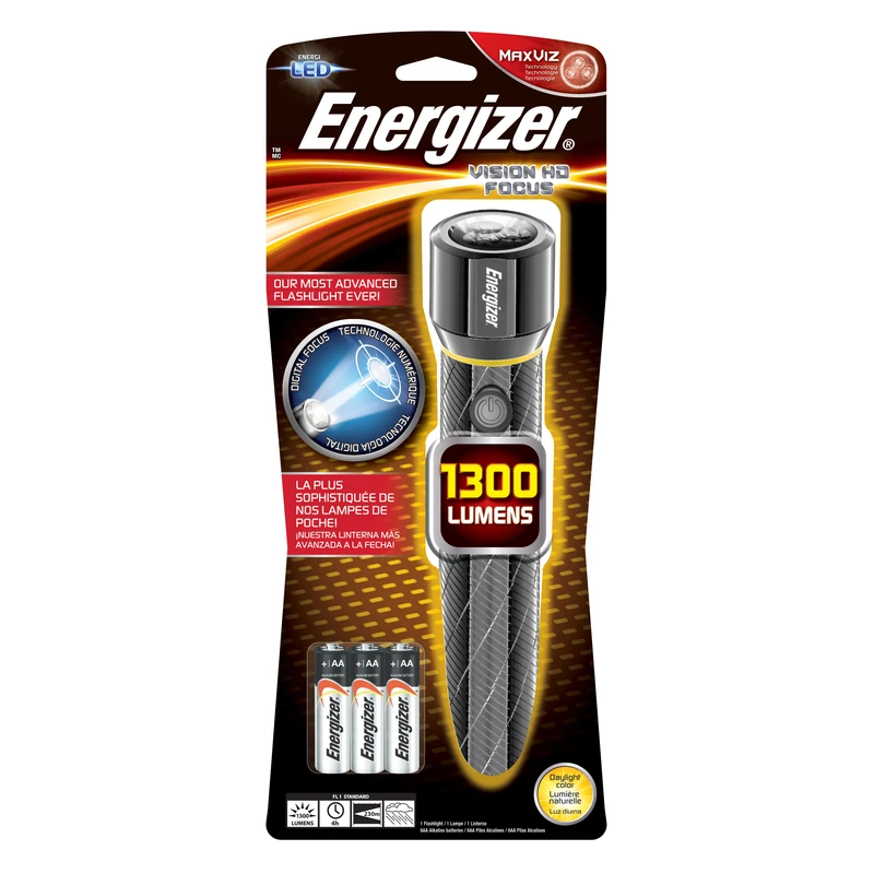 Vision Hd 1300 Lumen Gray Led Flashlight With Aa Batteries Included
