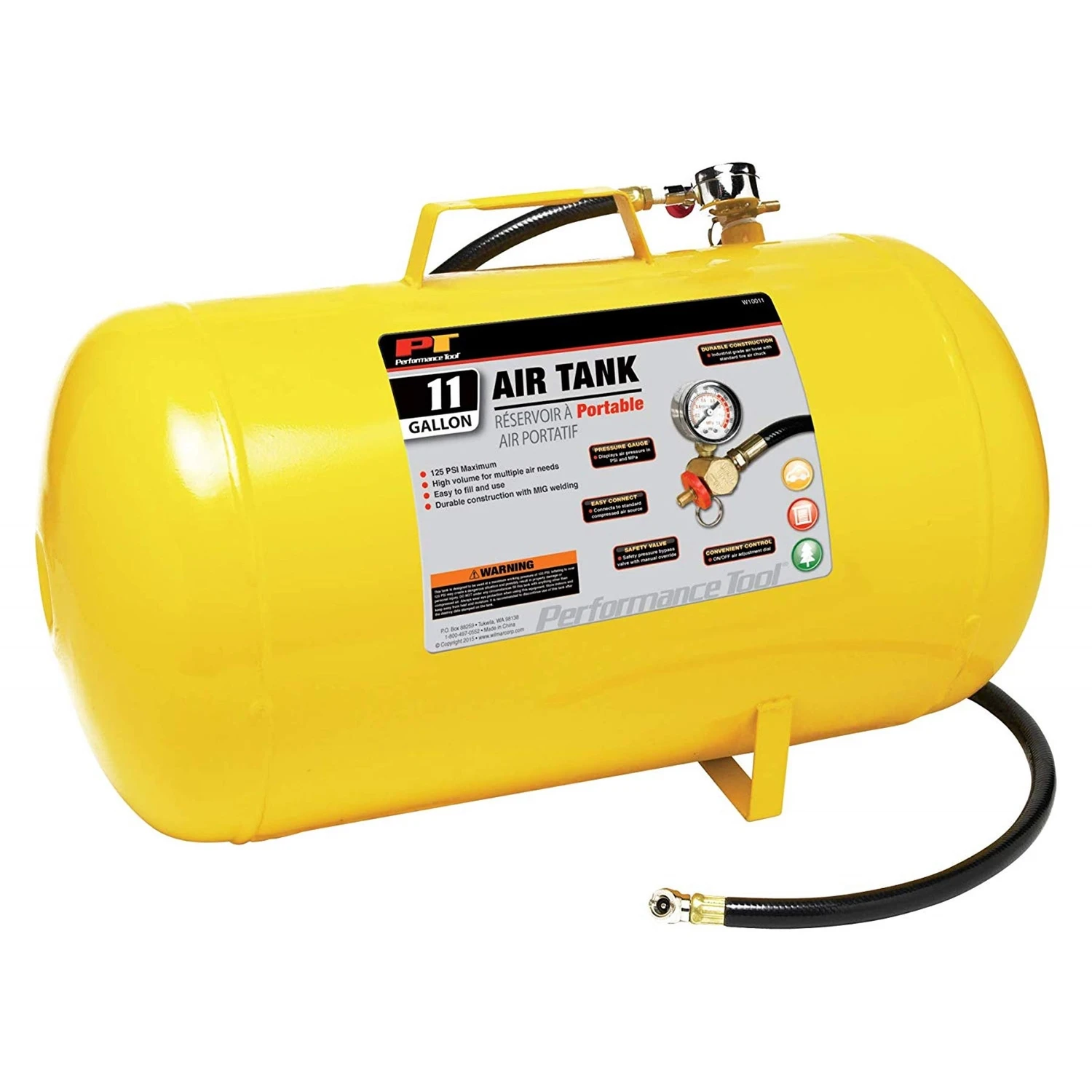 11-gallon Portable Air Tank With Safety Bypass Valve & Adjustable Dial For Pneumatic Tools