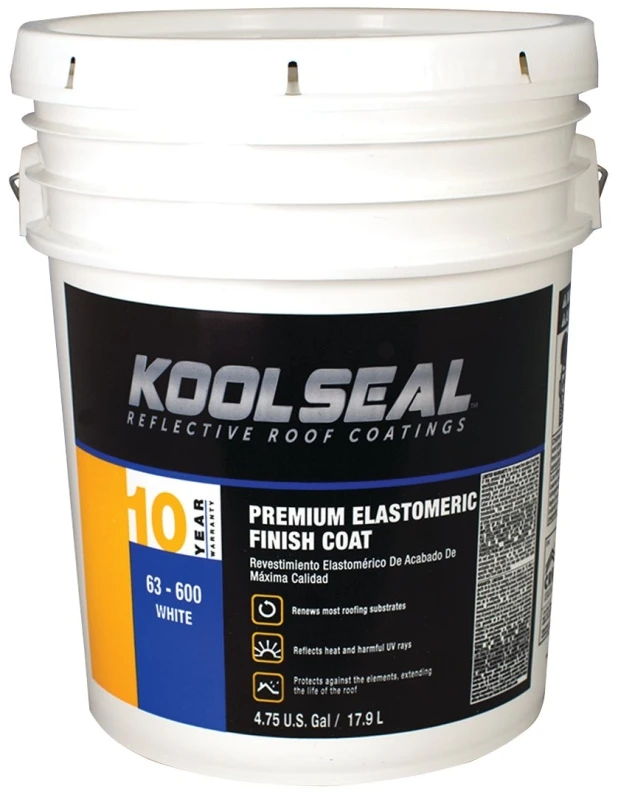 Premium White Elastomeric Roof Coating, 4.75 Gallons, 10 Year Warranty