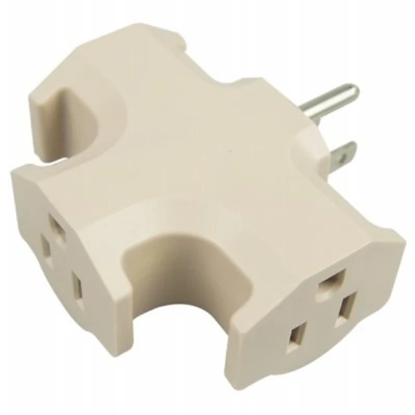 Heavy-duty Adapter, 3-outlets, Beige