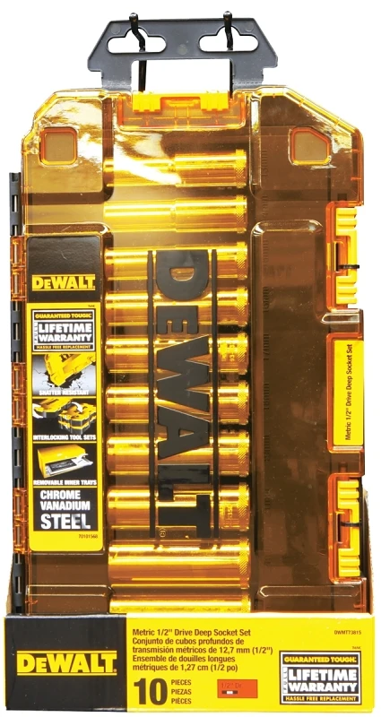 Metric Deep Socket Set, 1/2 In. Drive, 10-piece Set