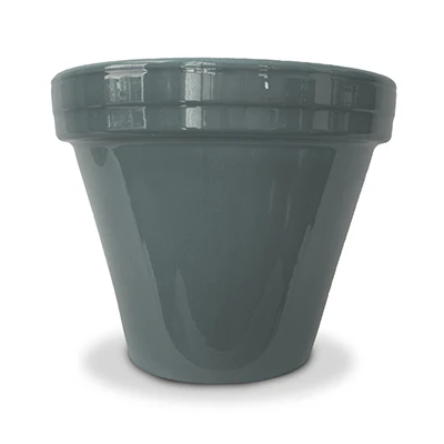 Flower Pot, Gray Ceramic, 4.5 X 3.75-in.