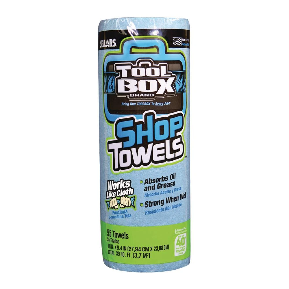 Blue Shop Towels, 55-count Roll - Absorbent And Disposable