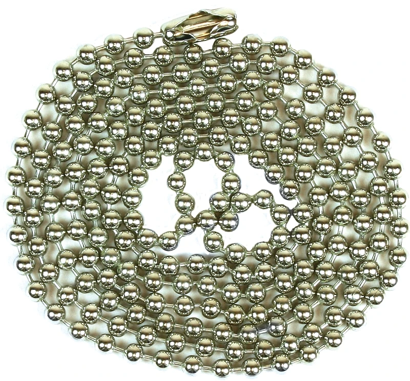 Nickel-plated Steel Beaded Chain With Connector, 3 Feet Length, Model 94991