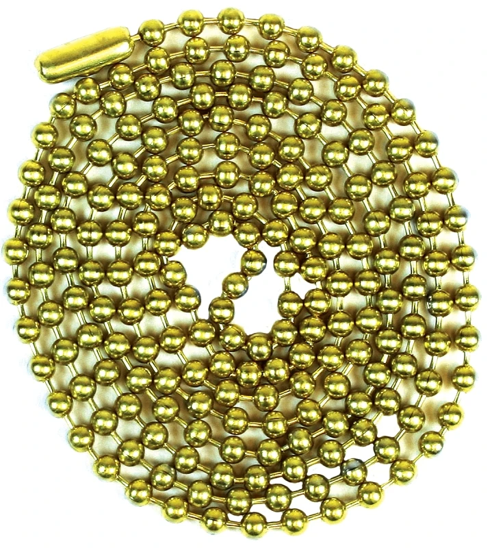 Beaded Chain, Solid Brass, #6, 36 Inches With Connector
