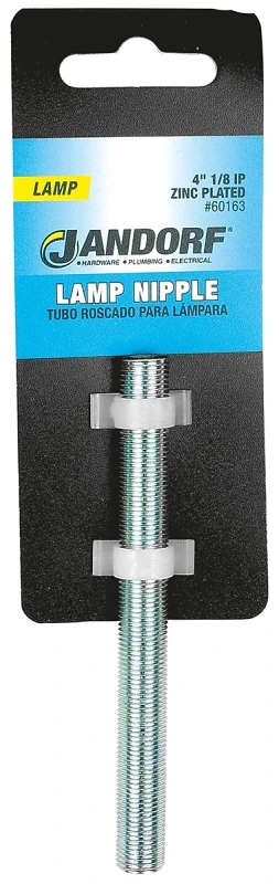 Lamp Nipple, Zinc-plated, 1/8 Ip, 4-in.