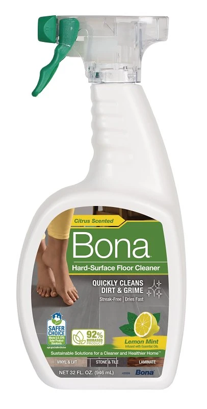 Lemon Mint Scented Hard Surface Floor Cleaner — 32 Oz Spray Bottle