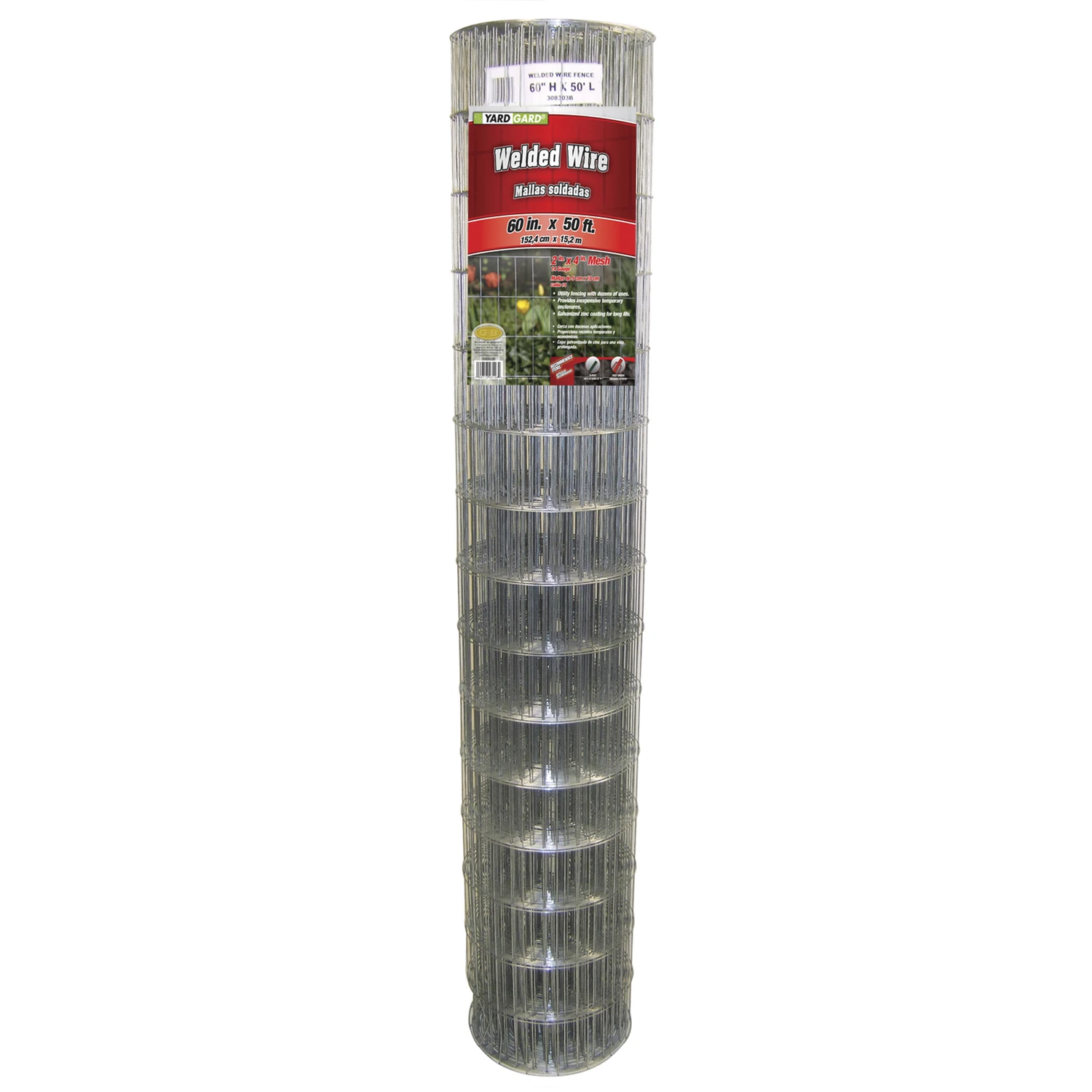 Galvanized Welded Wire Mesh Fence, 4 By 2 Inch Mesh, 14 Gauge, 60 Inch By 50 Foot Roll