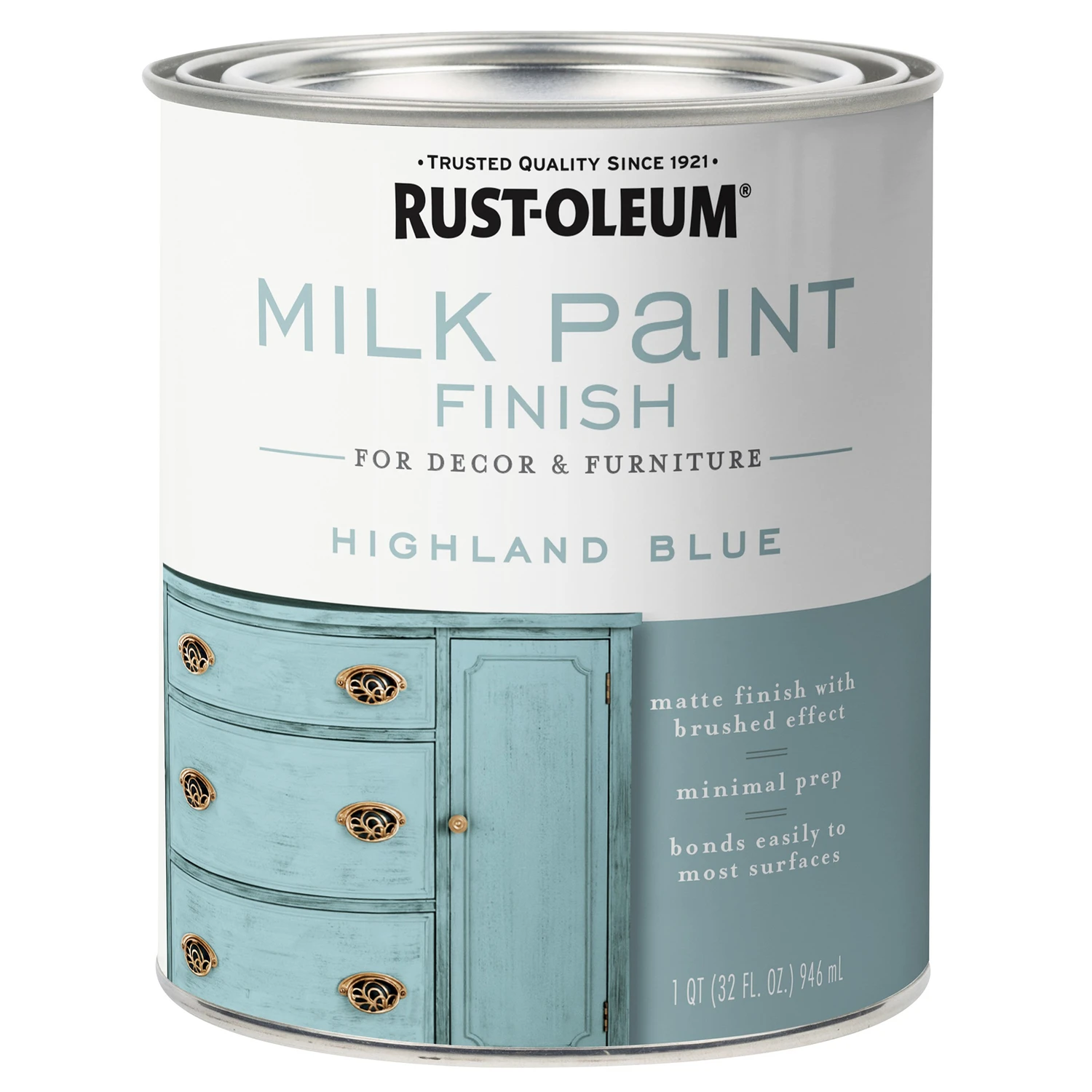 Matte Highland Blue Water-based Acrylic Milk Paint 1 Quart