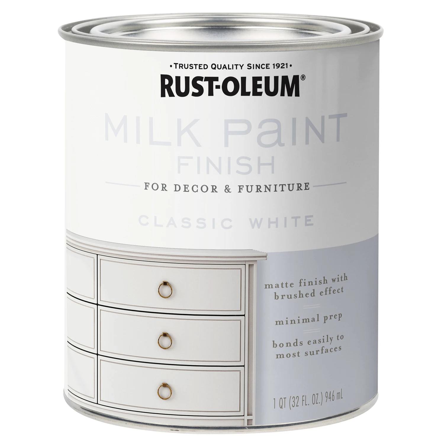 Matte Classic White Water-based Acrylic Milk Paint 1 Quart