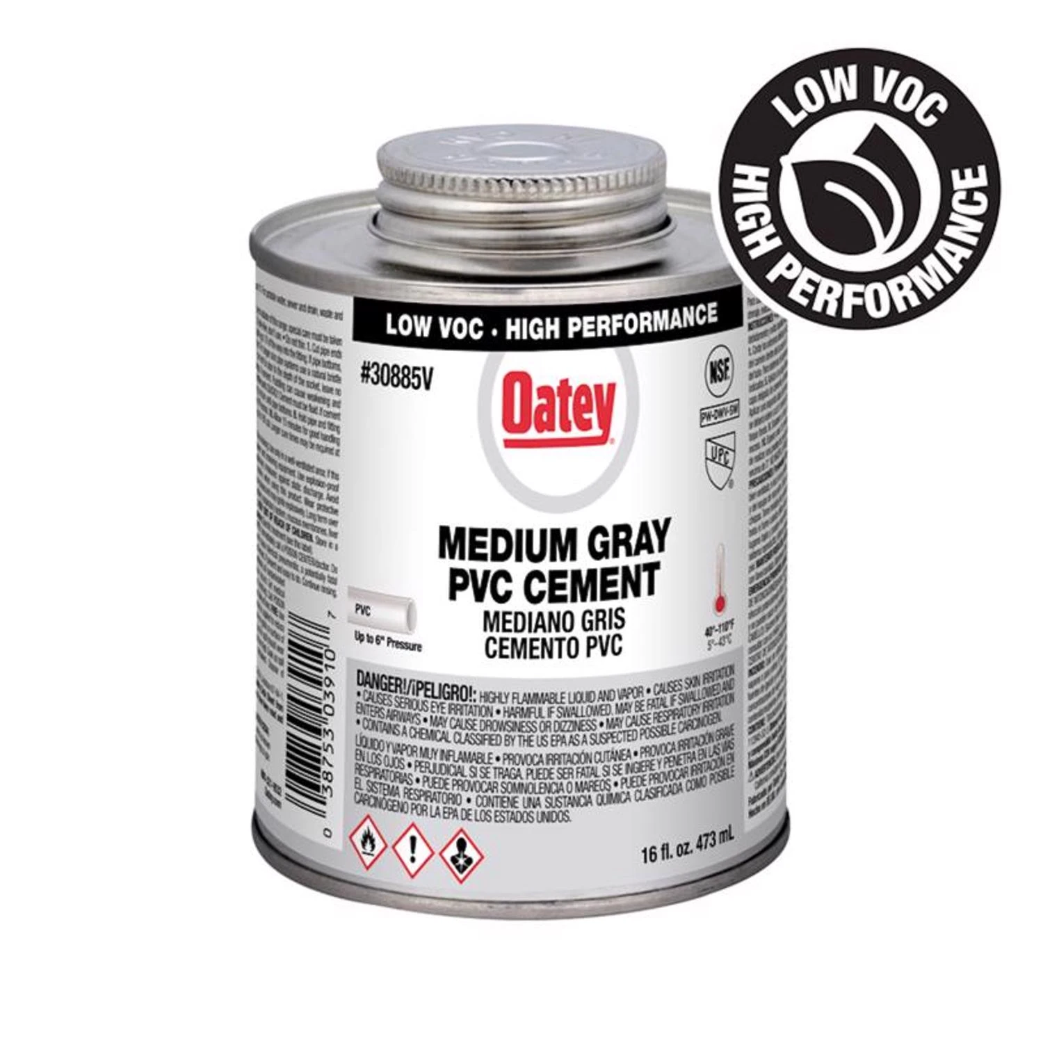 Gray Medium-bodied Pvc Pipe Cement, 16 Oz. For All Applications