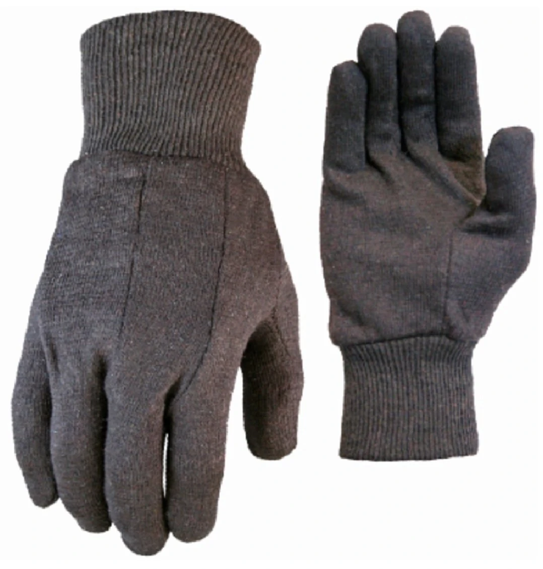 Jersey Gloves, Brown Cotton, Men's L, 3-pk.