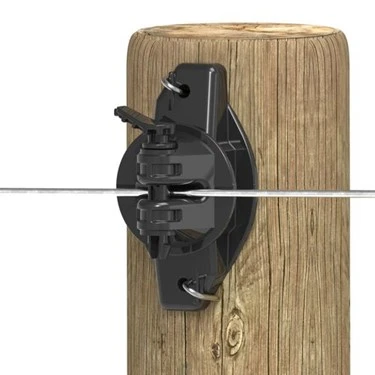 Electric Fence Insulator, Wood Post Pinlock, Black, 25-pk