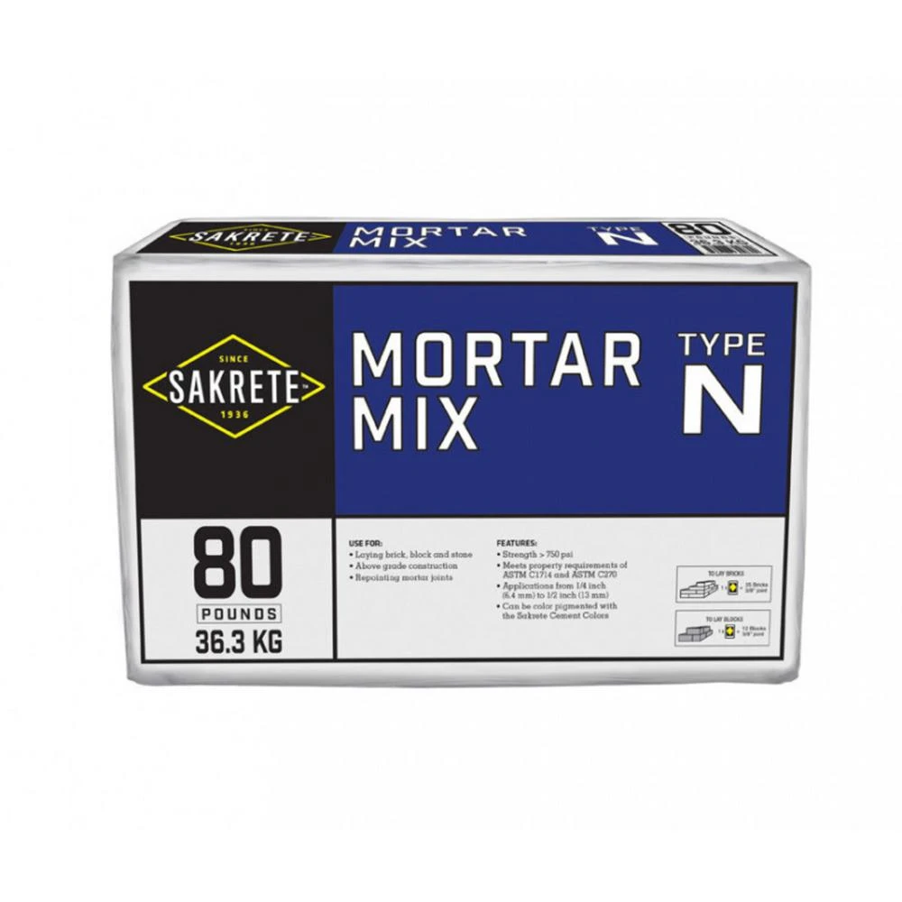 60 Lb. Type N Mortar Mix For Brick, Block, And Stone Work