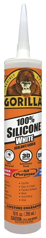 Silicone Sealant, White, 10 Ounce Tube For All Weather Applications