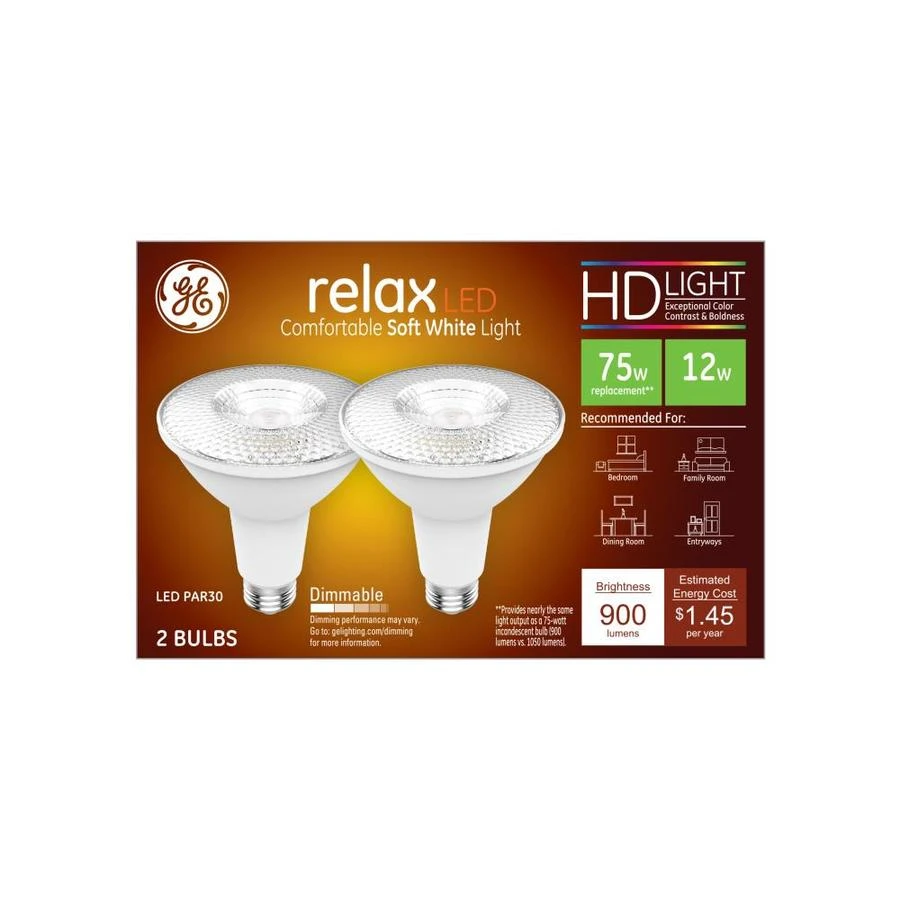 Led Light Bulbs, Soft White, Par30, Long Neck, Diffused 12 Watt, Medium Base, 2-pk