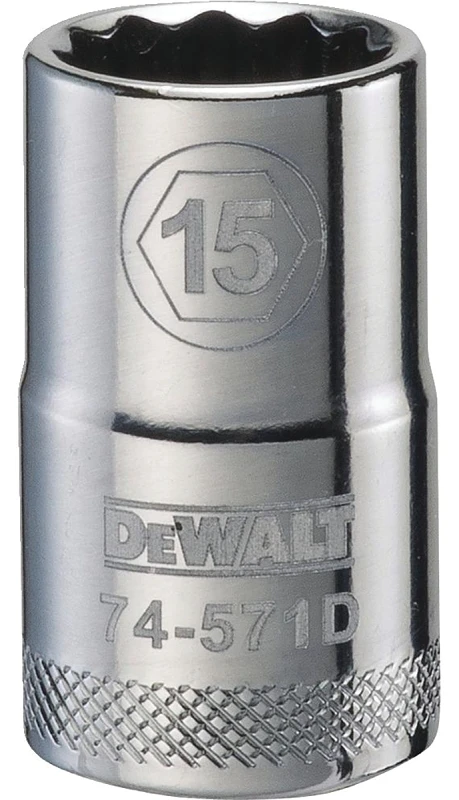 Metric Shallow Socket, 12-point, 1/2 Inch Drive, 15mm - Dwmt74571osp