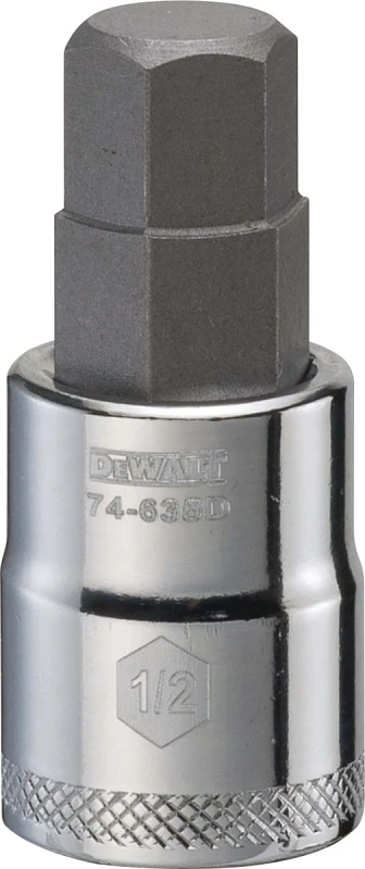 Hex Bit Socket, 1/2 In. Size, 3/8 In. Drive, Polished Chrome Vanadium Steel