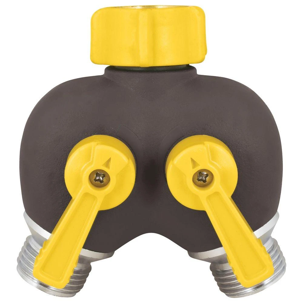 2-way Hose Y Shut Off Valve With Rubberized Grip For Easy Control