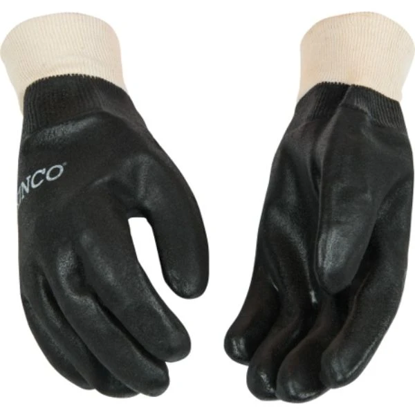 Fully Coated Sandy Finish Pvc Gloves, Black, Large Size, Model 7170-l
