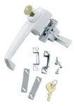 Keyed Button Door Latch For Out Swinging Doors, White Finish